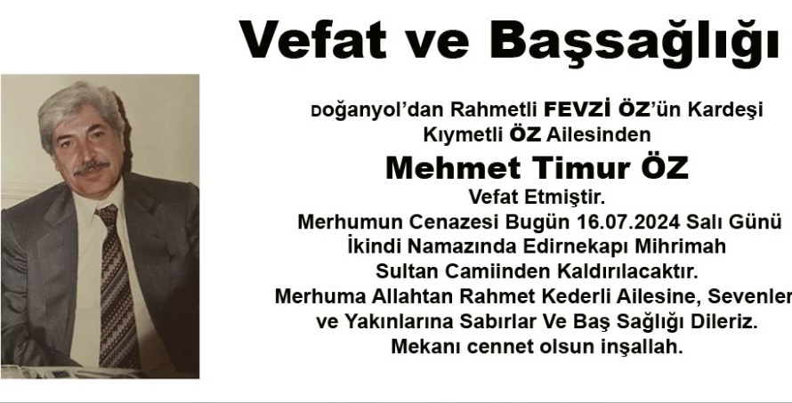 Fevzi Öz’ün kardeşi öldü! Mehmet Timur Öz vefat etti